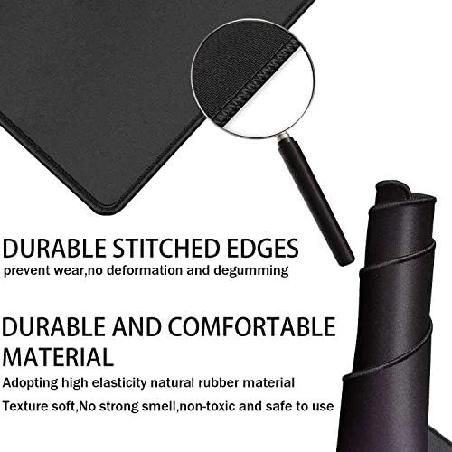 TEDNETGO Large Gaming Mouse Pad, Waterproof Extra Large Big Mouse Pad with Stitched Edge, XXL Non-Slip Black Computer Long Mousepad Desk Mat for