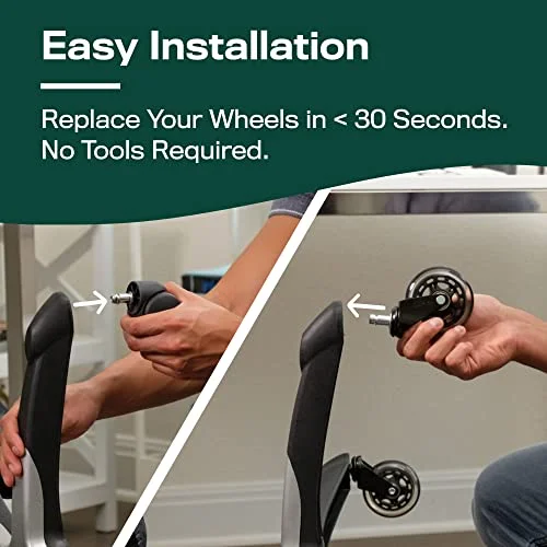 The Office Oasis Original Rollerblade Office Chair Wheels (As Seen On PBS) - Incredibly Smooth & Quiet Casters - Safe for Hardwood Floors & Carpet