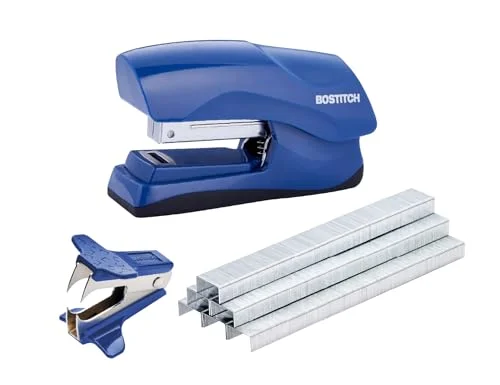 Bostitch Office Heavy Duty 40 Sheet Stapler with 1250 Staples & Claw Remover - Small Stapler Size, Fits into The Palm of Your Hand, Value Pack, Blue