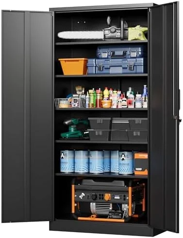 Letaya Metal Garage Storage Cabinets with Lock-72 Tall Tool Organizer Steel Lockers - 5 Adjustable Layers Shelves for Home, Office, Warehouse, Garage