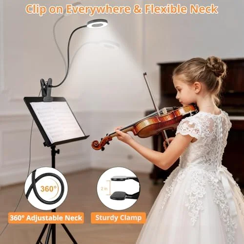 Woputne Desk Lamp Clip Light - 10 Dimmable Brightness 3 Light Modes Reading Light, Clamp Bedside Lamp for Painting, Craft, Study (Black)