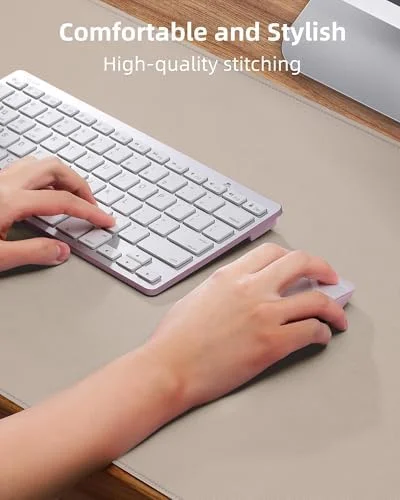 AFIING Desk Pad Protector 23.6" x 13.7" - Non-Slip Waterproof PU Leather Desk Mat for Mouse - Keyboard, Laptop, Office and Home Workspace (Beige)