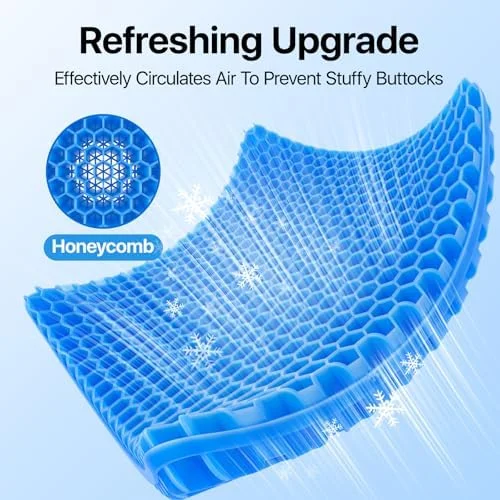 Gel Seat Cushion, Cooling seat Cushion (Super Large & Thick), Breathable Honeycomb Design Absorbs Pressure Points Seat Cushion, Gel Cushion for