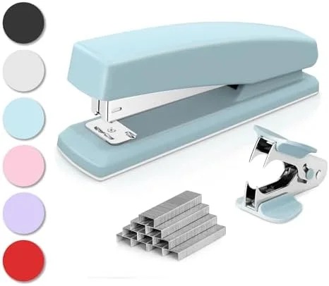 Deli Stapler - Desktop Staplers, 25 Sheet Capacity, Includes 1000 Staples and Staple Remover, Blue