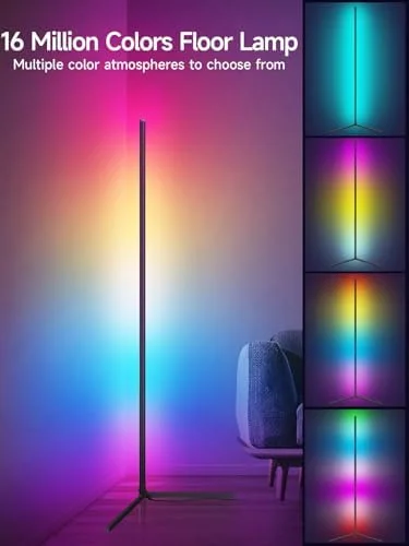 Tyute Corner Floor Lamp, RGB LED Corner Lamp with Music Sync, Smart App and Remote Control Color Changing Ambience Light, LED Lamp with 16 Million