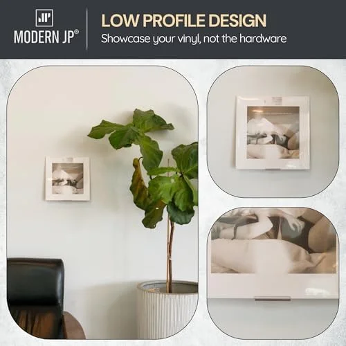 Modern JP Adhesive Vinyl Wall Mount (4-Pack) – Strong Hold Record Holder Wall - Record-Safe Easy Installation, Album Wall Mount for 1LP and 2LP –