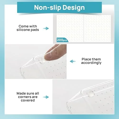 Vtopmart 44 PCS Clear Plastic Drawer Organizers Set, 4-Size Versatile Bathroom and Vanity Organizer Trays, Non-Slip Storage Containers for Makeup