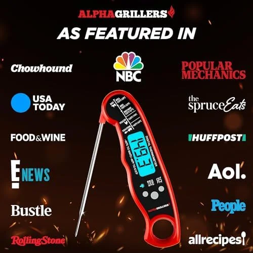 Alpha Grillers Meat Thermometer Digital – Instant Read Food Thermometer for Cooking & Grilling – Professional Kitchen Fathers Day Gift for Dad Men