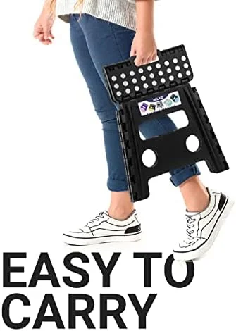 Delxo Folding Step Stool - 13 inch Non-Slip Foldable Stools Up to 300 LBS, Step Stool with Handle, Lightweight for Kitchen, Bathroom, Bedroom, Garden